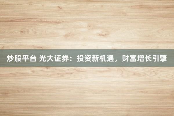 炒股平台 光大证券：投资新机遇，财富增长引擎