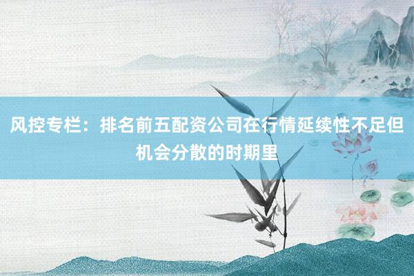 风控专栏：排名前五配资公司在行情延续性不足但机会分散的时期里