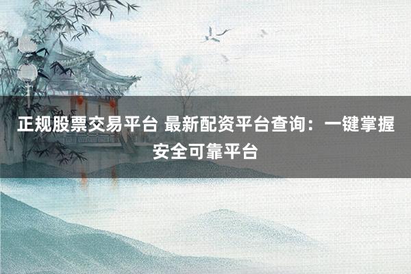 正规股票交易平台 最新配资平台查询：一键掌握安全可靠平台