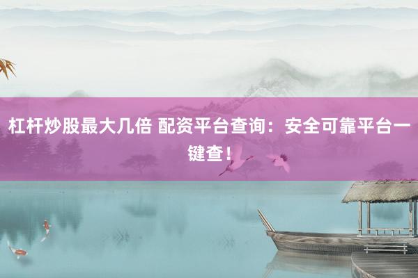 杠杆炒股最大几倍 配资平台查询：安全可靠平台一键查！